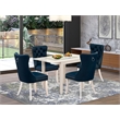 East West Furniture 5-Piece Modern Dining Table Set in Linen White/Navy Blue