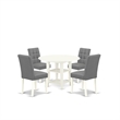East West Furniture 5-Piece Kitchen Table Set in Linen White/Platinum Gray