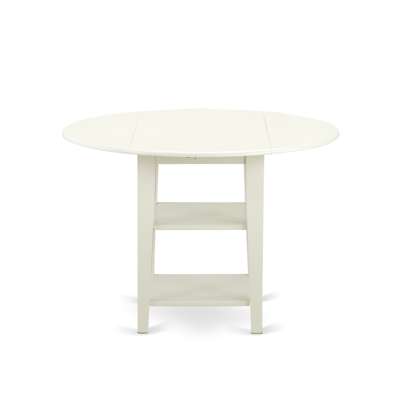 East West Furniture 5-Piece Kitchen Table Set in Linen White/Platinum Gray