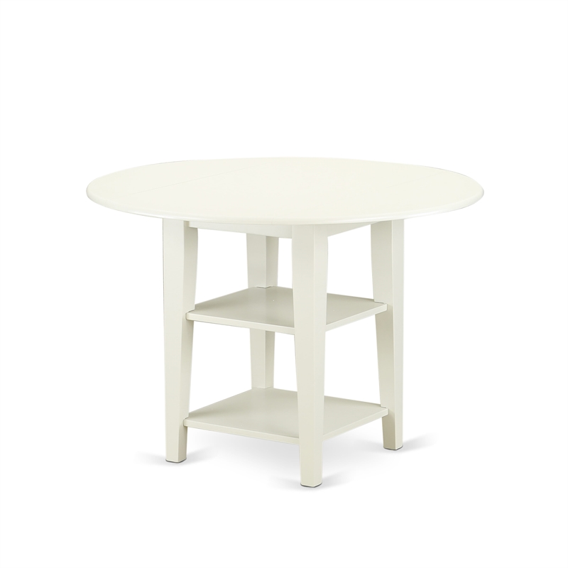 East West Furniture 5-Piece Kitchen Table Set in Linen White/Platinum Gray