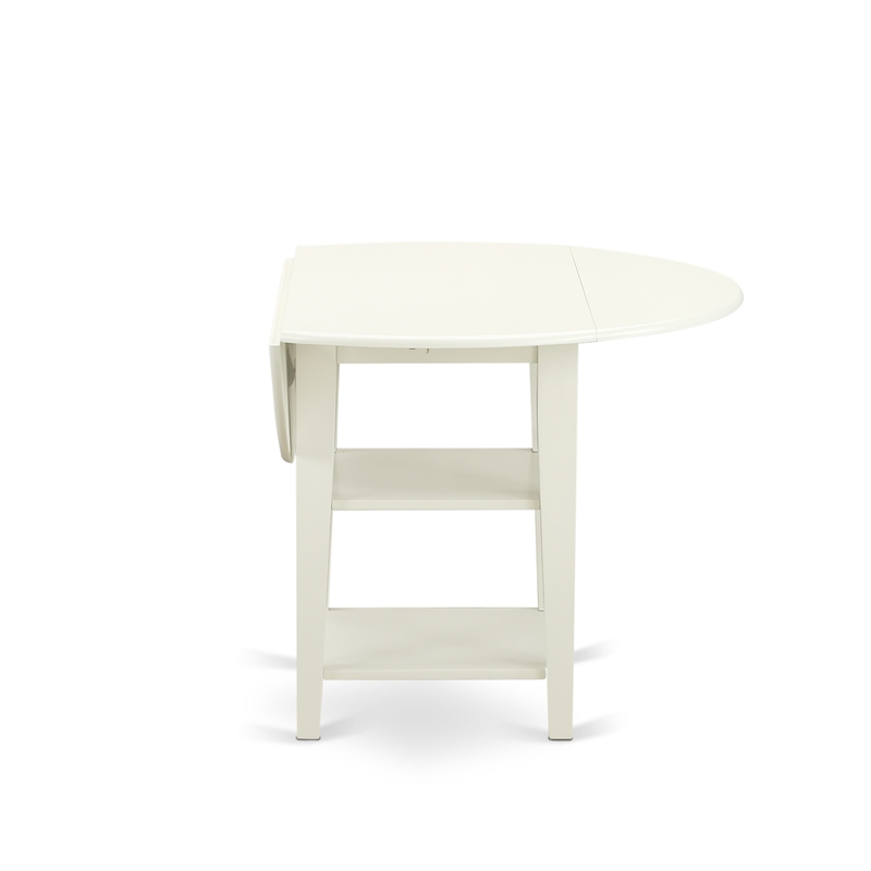 East West Furniture 5-Piece Kitchen Table Set in Linen White/Platinum Gray