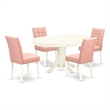 East West Furniture 5-Piece Dining Room Set in Linen White/Beige Red