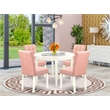 East West Furniture 5-Piece Dinette Set in Linen White/Beige Red