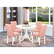 East West Furniture 5-Piece Kitchen Table Set in Linen White/Beige Red