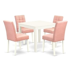East West Furniture 5-Piece Dining Table Set for 4 in Linen White/Beige Red