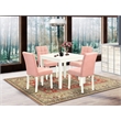 East West Furniture 5-Piece Dining Table Set for 4 in Linen White/Beige Red
