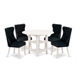 East West Furniture 5-Piece Dining Table Set in Linen White/Black