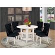 East West Furniture 5-Piece Dining Table Set in Linen White/Black