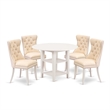 East West Furniture 5-Piece Dining Set in Linen White/Light Beige