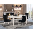 East West Furniture 5-Piece Dining Room Set in Linen White/Black