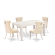 East West Furniture 5-Piece Dinette Set in Linen White/Light Beige