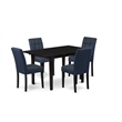 East West Furniture 5-Piece Dinette Set in Black/Dark Navy Blue