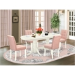 East West Furniture 5-Piece Dining Table Set in Linen White/Beige Red