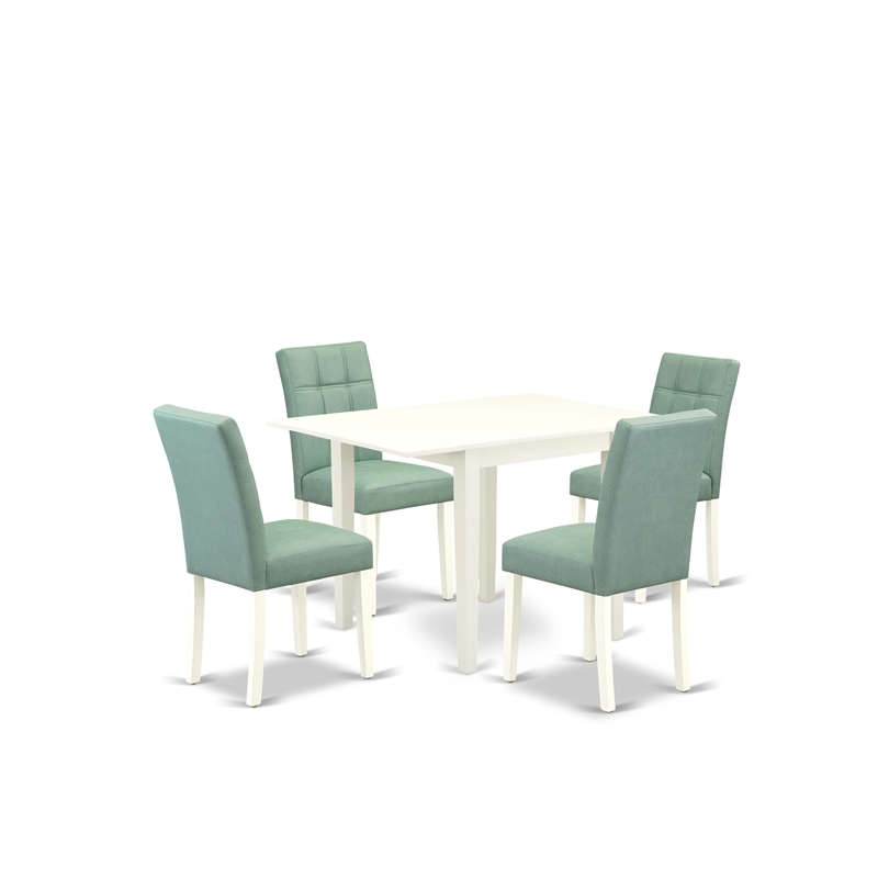 East West Furniture 5-Piece Dining Table Set in Linen White/Willow Green