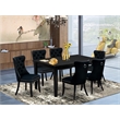 East West Furniture 7-Piece Dinette Set in Black/Black