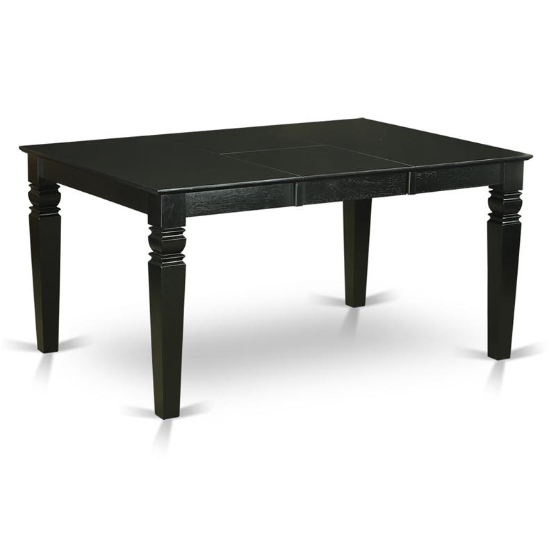 East West Furniture 7-Piece Dining Table Set in Black/Navy Blue
