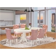 East West Furniture 7-Piece Dinette Set in Linen White/Beige Red