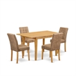 East West Furniture 5-Piece Dining Room Set in Oak/Brown Textured