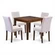 East West Furniture 5-Piece Dining Table Set in Antique Walnut/Mist Beige