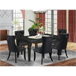 East West Furniture 7-Piece Dining Table Set in Black/Dark Gray