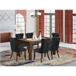 East West Furniture 7-Piece Dining Table Set in Distressed Jacobean/Dark Gray