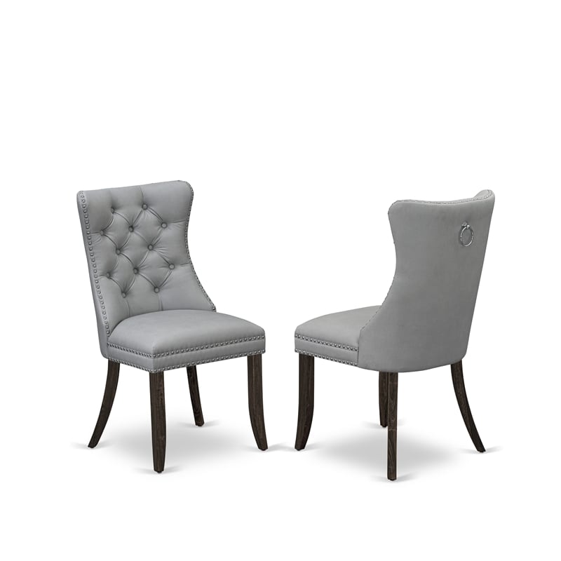 East West Furniture 7-Piece Modern Dining Set in Light Gray/Distressed Jacobean