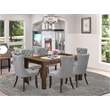 East West Furniture 7-Piece Modern Dining Set in Light Gray/Distressed Jacobean