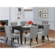 East West Furniture 7-Piece Dining Set in Black/Light Gray
