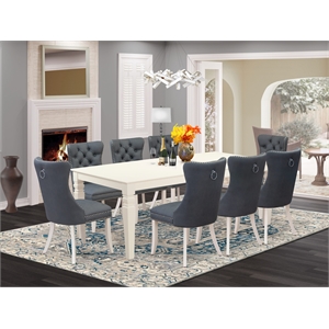 East West Furniture 9-Piece Kitchen Table Set in Linen White/Platinum Gray