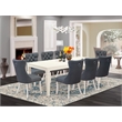 East West Furniture 9-Piece Kitchen Table Set in Linen White/Platinum Gray
