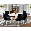 East West Furniture 7-Piece Dining Room Set in Linen White/Black