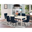 East West Furniture 7-Piece Dinette Set in Linen White/Navy Blue