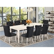 East West Furniture 9-Piece Dinette Set in Linen White/Dark Gray