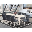 East West Furniture 9-Piece Dining Table Set in Linen White/Platinum Gray