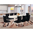 East West Furniture 9-Piece Dining Room Set in Linen White/Black
