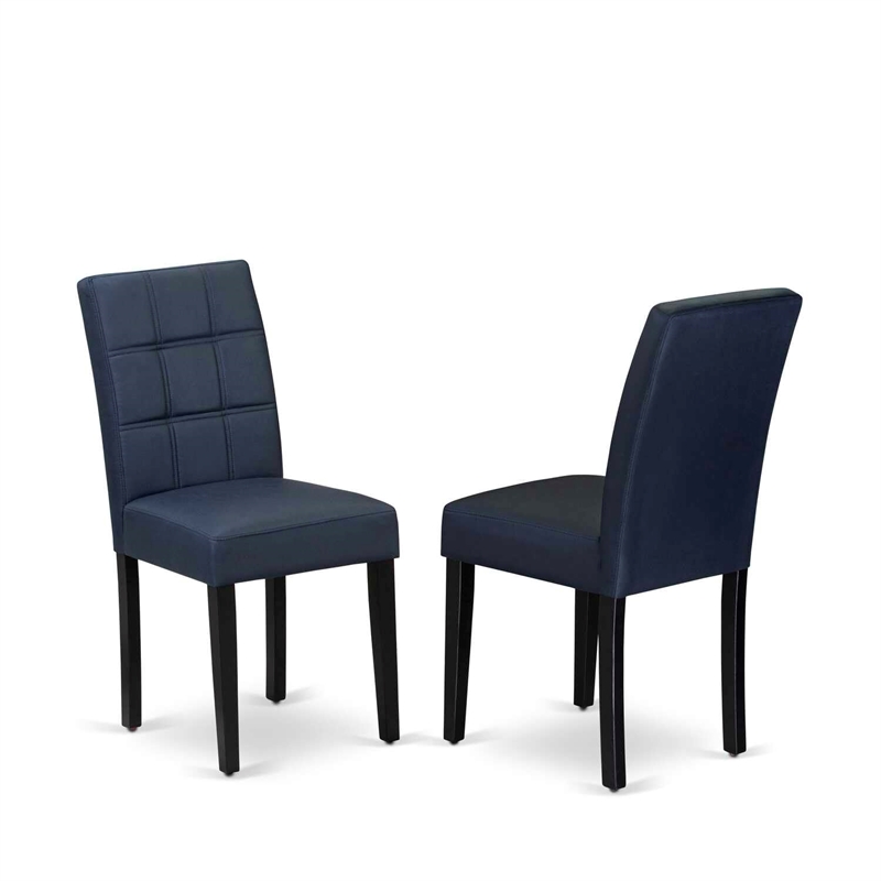 East West Furniture 9-Piece Dining Table Set in Black/Dark Navy Blue
