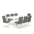 East West Furniture 9-Piece Dining Set in Linen White/Platinum Gray