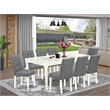 East West Furniture 9-Piece Dining Set in Linen White/Platinum Gray