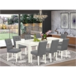East West Furniture 9-Piece Dining Set in Linen White/Platinum Gray