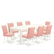 East West Furniture 9-Piece Dining Room Set in Linen White/Beige Red
