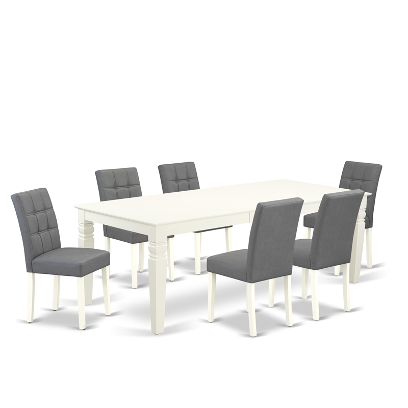 East West Furniture 7-Piece Dinette Set in Linen White/Platinum Gray