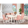 East West Furniture 7-Piece Modern Dining Set in Linen White/Beige Red