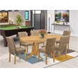 East West Furniture 7-Piece Dinette Set in Oak/Brown Textured