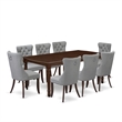 East West Furniture 9-Piece Dining Set in Mahogany/Light Gray