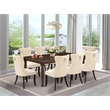 East West Furniture 9-Piece Dining Table Set in Mahogany/Light Beige