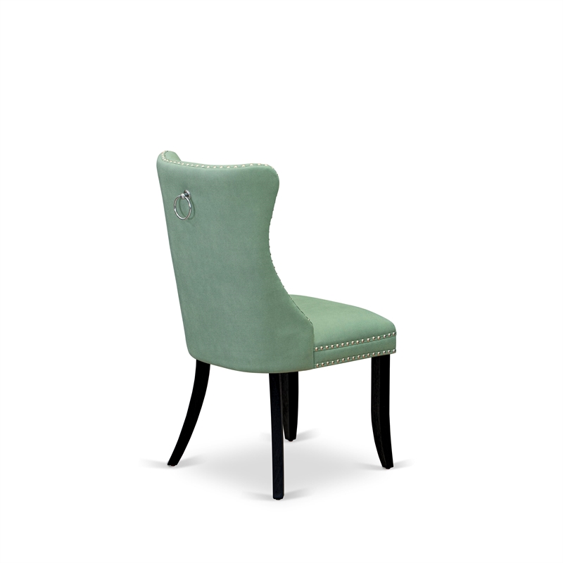 East West Furniture 9-Piece Dining Set in Black/Willow Green