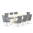 East West Furniture 9-Piece Dining Set in Linen White/Light Gray