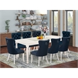 East West Furniture 9-Piece Dining Set in Linen White/Navy Blue