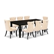 East West Furniture 9-Piece Dining Room Set in Light Beige/Black