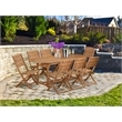 East West Furniture 9-Piece Patio Garden Table Set in Natural Oil